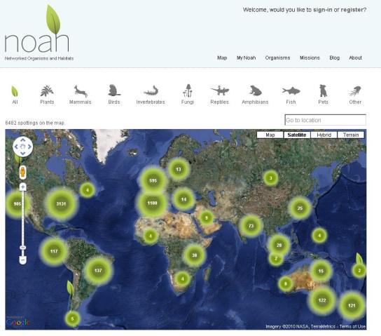 Project Noah map image - world map